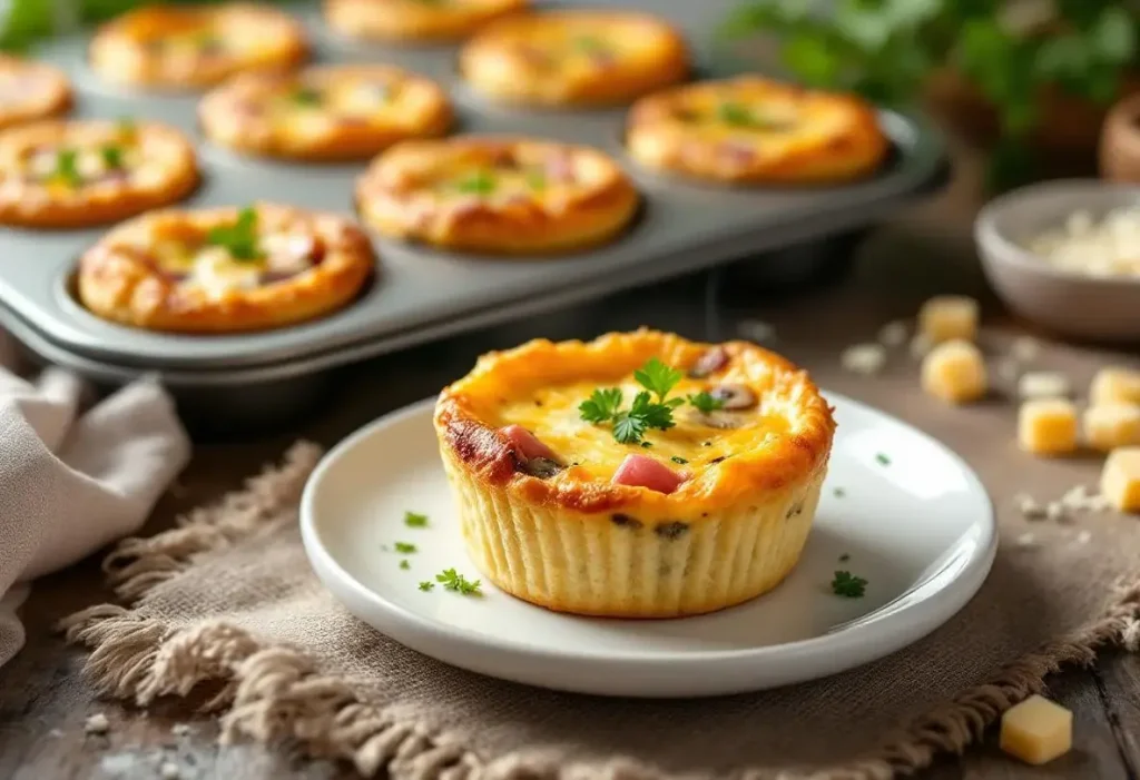 Mini quiches sans pâte jambon-champignons : prêtes en 10 min chrono, dorées à souhait